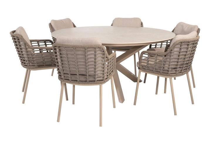 Taste Puglia/Prado 6-persoons ronde dining tuinset Ø160 cm., Tuin en Terras, Tuinsets en Loungesets, Tuinset, Nieuw, Rvs, Verzenden