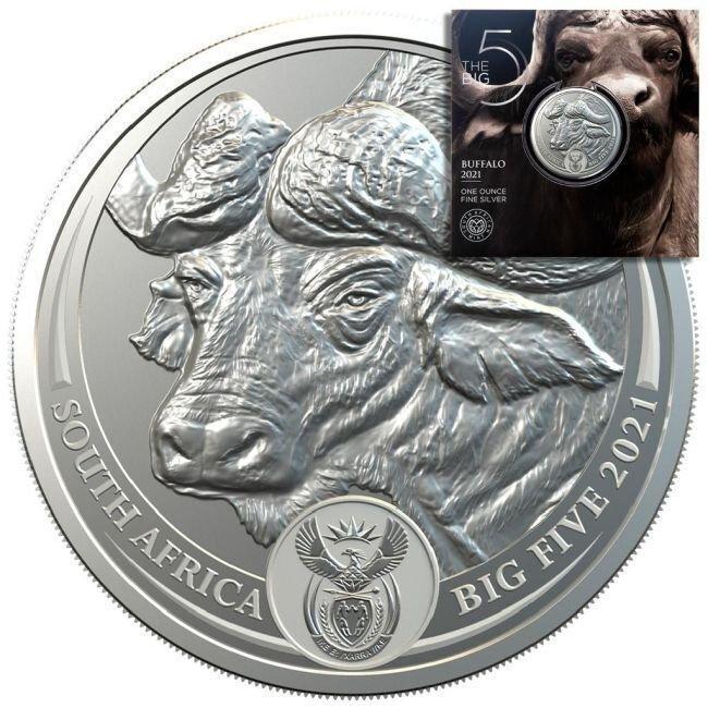 Zuid-Afrika. 5 Rand 2021 1 oz 5 Rand South African Big Five, Postzegels en Munten, Edelmetalen en Baren