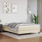 vidaXL Boxspring bed kunstleer crèmekleurig 140x200 cm, Huis en Inrichting, Slaapkamer | Bedden, Overige materialen, Verzenden