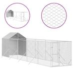 Hondenkennel met dak 2x10x2,5 m gegalvaniseerd staal zilver, Nieuw, Verzenden