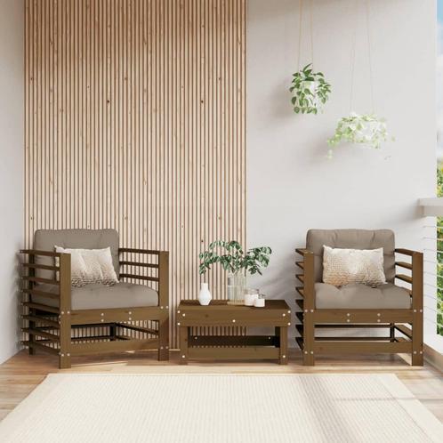 vidaXL Tuinstoelen 2 st met kussens massief grenenhout, Tuin en Terras, Tuinsets en Loungesets, Tuinset, Nieuw, Verzenden