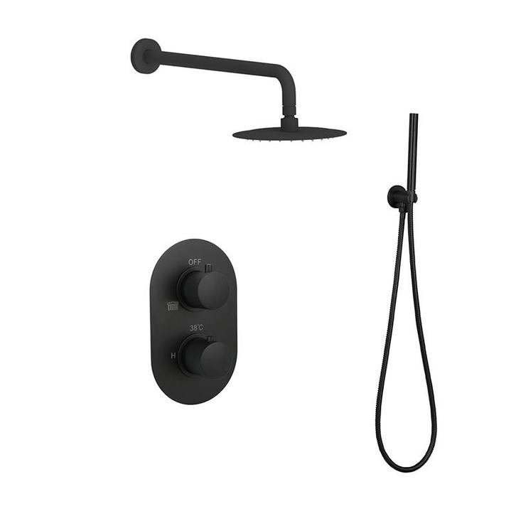 Sani Royal Inbouw Regendouche Doucheset Mat Zwart messing, Doe-het-zelf en Verbouw, Sanitair