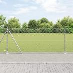 vidaXL Kettinglink Schutting met 7 Flenspalen 0,8x10 m, Verzenden, Nieuw, IJzer