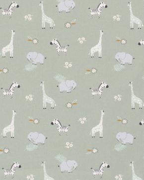 Poplin Katoen Safari Dieren Donker Mint, Hobby en Vrije tijd, Stoffen en Lappen, Groen, Nieuw