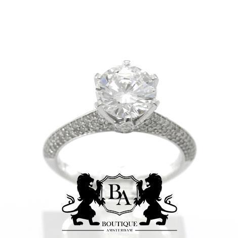 2 Carat Briljant D VVS Diamanten Ring 18 karaat Witgoud 3.41, Sieraden, Tassen en Uiterlijk, Ringen, Dame, Met edelsteen, Goud