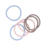 Haarelastieken 0,4 cm – 6 Stuks – Pastel Roze, Bruin & Blauw, Nieuw