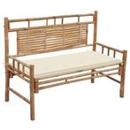 vidaXL Tuinbank met kussen 120 cm bamboe, Tuin en Terras, Tuinbanken, Verzenden, Nieuw, Hout