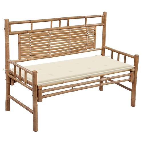vidaXL Tuinbank met kussen 120 cm bamboe, Tuin en Terras, Tuinbanken, Nieuw, Hout, Verzenden
