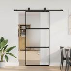 vidaXL Schuifdeur met beslagset 90x205 cm gehard glas zwart, Doe-het-zelf en Verbouw, Deuren en Horren, Verzenden, Nieuw