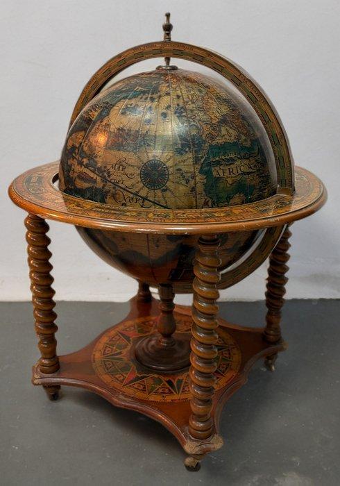 Mappamondo bar vintage in legno tornito – con vano, Antiek en Kunst, Curiosa en Brocante