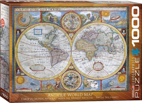 Antique World Map Puzzel (1000 stukjes) | Eurographics -, Hobby en Vrije tijd, Denksport en Puzzels, Nieuw, Verzenden