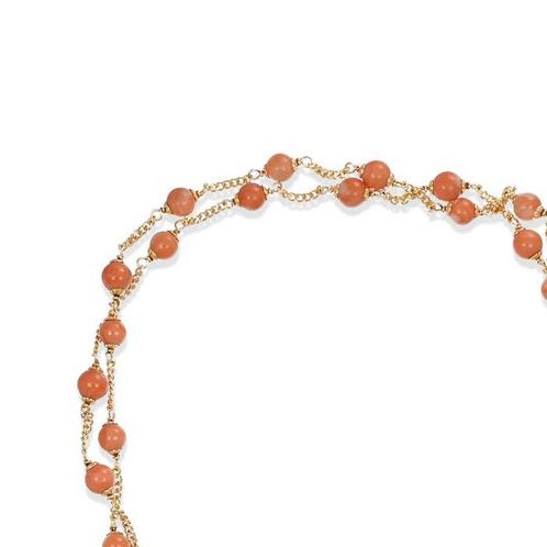 Halsketting - 18 karaat Geel goud Koraal, Sieraden, Tassen en Uiterlijk, Kettingen