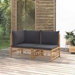 vidaXL 2-delige Loungeset met kussens bamboe donkergrijs, Verzenden, Nieuw, Hout, Loungeset