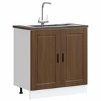 vidaXL Spoelbakonderkast Porto 80x46x81,5 cm bewerkt hout, Huis en Inrichting, Keuken | Keukenelementen, Verzenden, Nieuw, Bruin