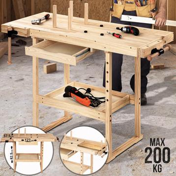 Houten werkbank / Hobbytafel - 127 x 57,5 x 82,5 cm beschikbaar voor biedingen