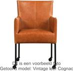 Set van 4 Cognac leren moderne kuipstoel - poot rond zwart m, Huis en Inrichting, Stoelen, Overige kleuren, Nieuw, Leer, Ophalen of Verzenden