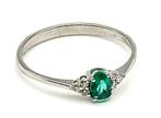 Ring - 18 karaat Witgoud Smaragd - Diamant, Nieuw