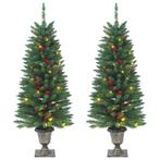 vidaXL Kunstkerstbomen 2 st 100 LEDs 120 cm groen, Verzenden, Nieuw