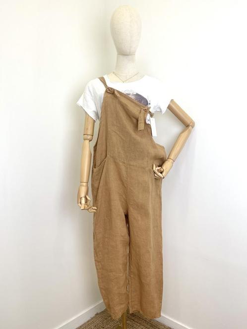 Leuke linnen jumpsuit me voorzakken en knoppen - CAMEL, Kleding | Dames, Tops