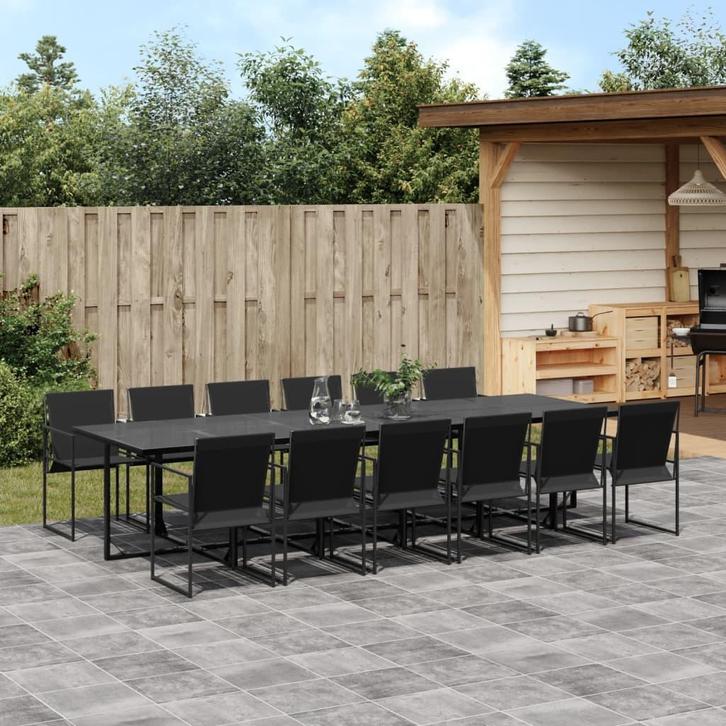 vidaXL 13-delige Tuinset textileen zwart, Tuin en Terras, Tuinsets en Loungesets, Tuinset, Nieuw, 2 zitplaatsen, Rvs, Verzenden