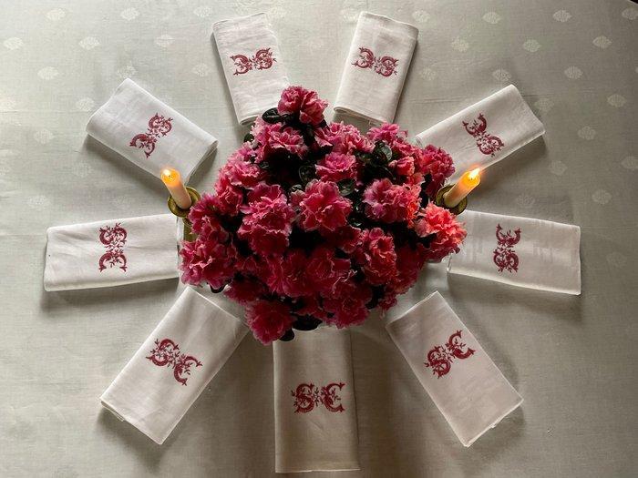 9 linnen en zijden damastservetten uit het einde van de 19e, Antiek en Kunst, Antiek | Meubels | Stoelen en Banken