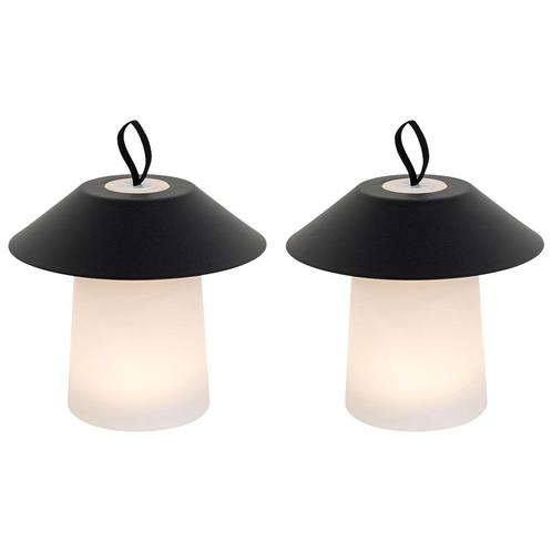 Set van 2 tafellampen mushroom zwart incl. LED oplaadbaar -, Huis en Inrichting, Lampen | Tafellampen, Nieuw, Kunststof, Minder dan 50 cm