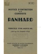 1949 PANHARD & LEVASSOR NOVIC-HL INSTRUCTIEBOEKJE FRANS