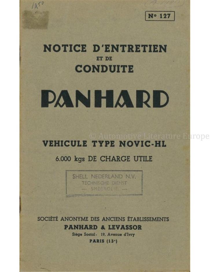 1949 PANHARD & LEVASSOR NOVIC-HL INSTRUCTIEBOEKJE FRANS, Auto diversen, Handleidingen en Instructieboekjes