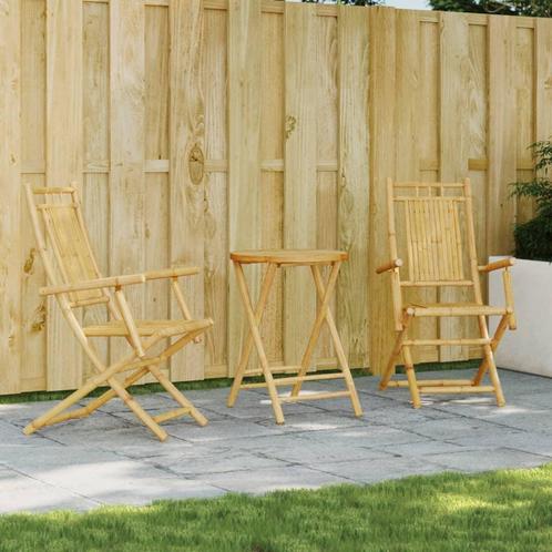 vidaXL 3-delige Bistroset bamboe, Tuin en Terras, Tuinsets en Loungesets, Nieuw, Hout, Verzenden