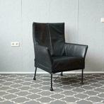 6x Montis Charly fauteuil zwart leder - zwart onderstel, Leer, Zo goed als nieuw, Ophalen