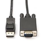 DisplayPort naar VGA kabel | Nedis | 2 meter (Full HD), Audio, Tv en Foto, Audiokabels en Televisiekabels, Nieuw, Verzenden