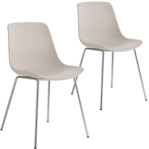 Kunststofstoelen Mave, ergonomisch, 120 kg - taupe/chroom, S, Huis en Inrichting, Stoelen, Verzenden