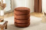 Ronde poef VOGUE 50cm roestbruin fluwelen poef met, Huis en Inrichting, Stoelen, Ophalen of Verzenden, Nieuw