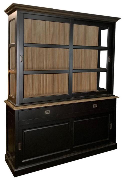 Buffetkast antraciet Zaandam 180cm met eiken interieur, Huis en Inrichting, Kasten | Buffetkasten, Ophalen of Verzenden