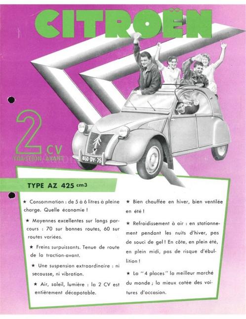 1955 CITROEN 2CV AZ BROCHURE FRANS, Boeken, Auto's | Folders en Tijdschriften