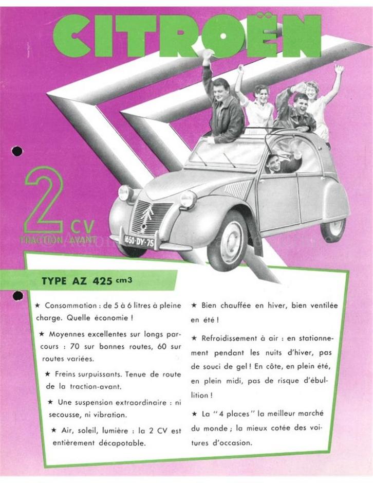 1955 CITROEN 2CV AZ BROCHURE FRANS, Boeken, Auto's | Folders en Tijdschriften