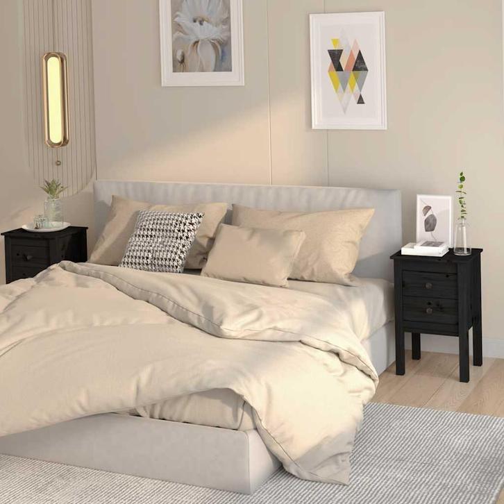 vidaXL Nachtkastjes 2 st 40x35x61,5 cm massief grenenhout, Huis en Inrichting, Slaapkamer | Nachtkastjes, Nieuw, Minder dan 45 cm