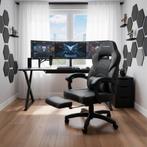 Racing bureaustoel Comodo met voetsteun - zwart/zwart, Verzenden, Nieuw