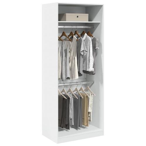 vidaXL Kledingkast 80x50x200 cm bewerkt hout wit, Huis en Inrichting, Kasten | Kledingkasten, Nieuw, Verzenden