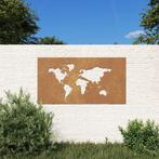 vidaXL Wanddecoratie tuin wereldkaartontwerp 105x55 cm, Verzenden, Nieuw