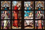 Wanddoek Doorkijkje glas in lood kerk 120x80cm, Tuin en Terras, Tuinwanddecoratie, Nieuw, Verzenden