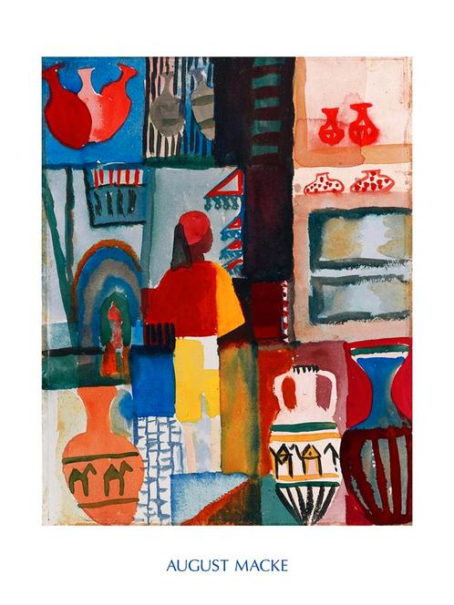 Kunstdruk August Macke - Merchant with Jugs 60x80cm, Huis en Inrichting, Woonaccessoires | Schilderijen, Tekeningen en Foto's