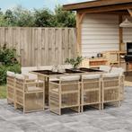 vidaXL 11-delige Tuinset met kussens poly rattan beige, Meer dan 8 zitplaatsen, Nieuw, Tuinset, Verzenden