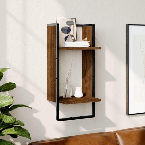 vidaXL Wandschap met stang 30x25x65 cm bruin eikenkleur, Huis en Inrichting, Woonaccessoires | Wandplanken en Boekenplanken, Nieuw