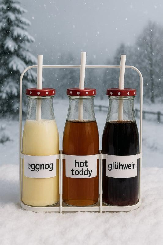 Flessenrek met 3 glazen flessen - Kerst  Sinterklaas inspir, Diversen, Kerst, Nieuw, Verzenden