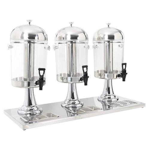 vidaXL Drievoudige sapdispenser roestvrij staal 3x8 L, Huis en Inrichting, Keuken | Keukenbenodigdheden, Nieuw, Verzenden