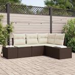 vidaXL Tuin Sofa Set met kussen met opslag 4 pcs Bruin en, Tuin en Terras, Tuinsets en Loungesets, Verzenden, Nieuw, Rotan