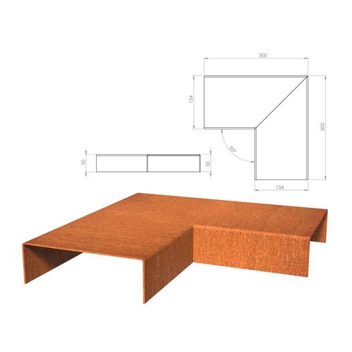 Cortenstaal u-profiel hoek 30x30x15,4x5cm, Tuin en Terras, Bielzen en Borders, Minder dan 100 cm, Nieuw, Overige materialen, Border
