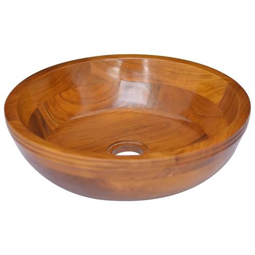 vidaXL Wastafel ø40x10 cm massief teakhout, Doe-het-zelf en Verbouw, Sanitair, Nieuw, Verzenden
