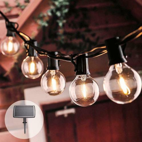 Solar prikkabel Chain met 10 warm witte led filament lampen, Tuin en Terras, Buitenverlichting, Led, Minder dan 50 watt, Nieuw